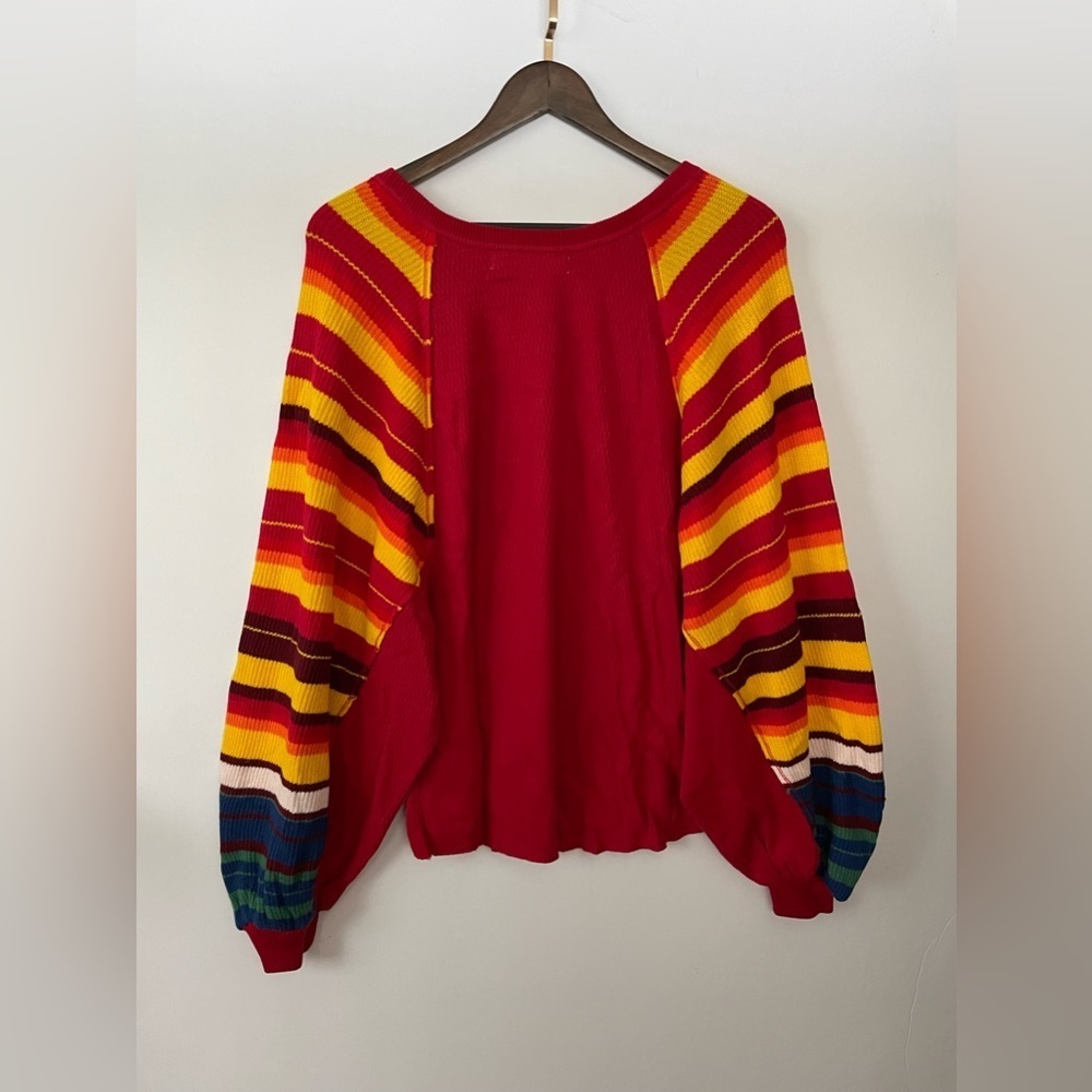 Free People Rainbow Dreams oversized sleeve top stripe - Picture 3 of 11